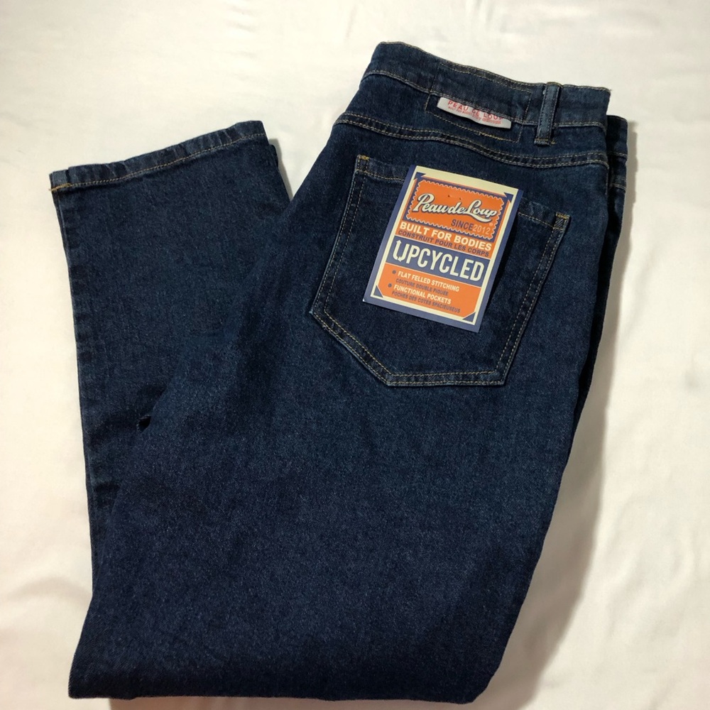Peau de loup NWT non binary gender neutral denim jeans sz 12 stretchy